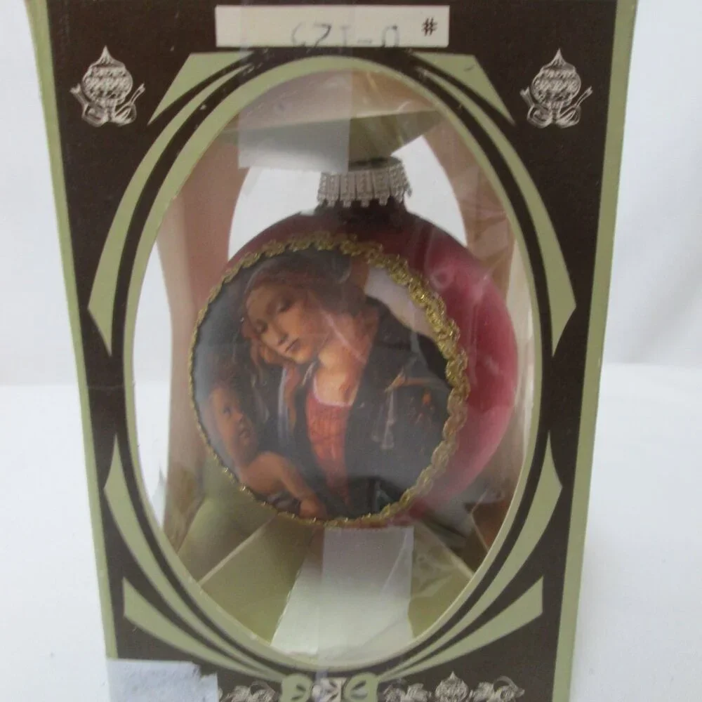 Kurt Adler Mother Mary w/ Baby Jesus glass Vintage Christmas Ornament 1977